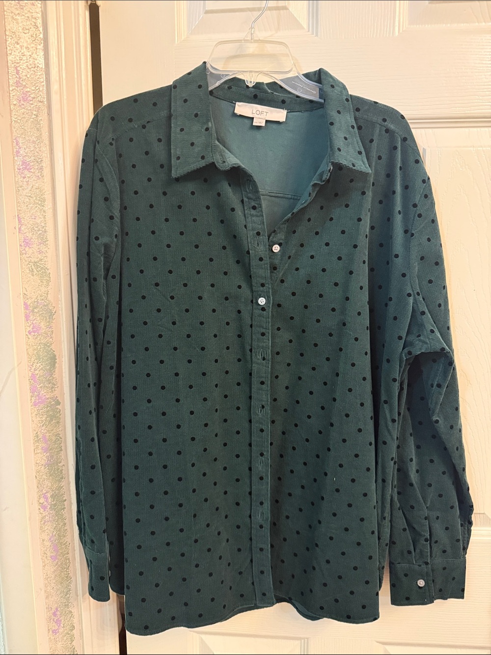 LOFT Green Polka Dot women’s Button-Down corduroy Shirt
